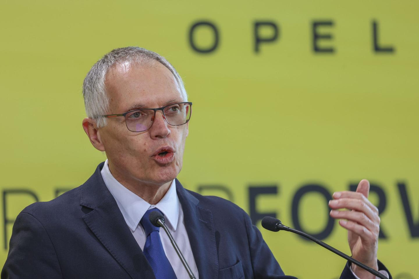 Carlos Tavares, chief executive officer of Stellantis NV, delivers a speech during 125th anniversary celebrations at the Opel Russelsheim Plant in Russelsheim, Germany.