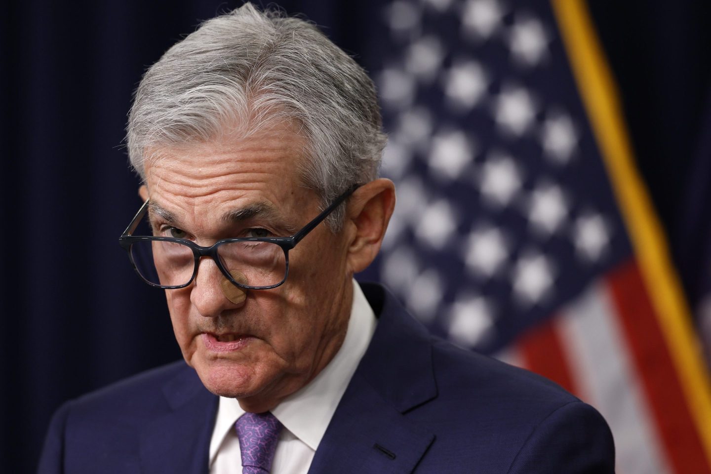 Fed Chair Jerome Powell announces that interest rates will remain unchanged during a news conference on June 12, 2024.