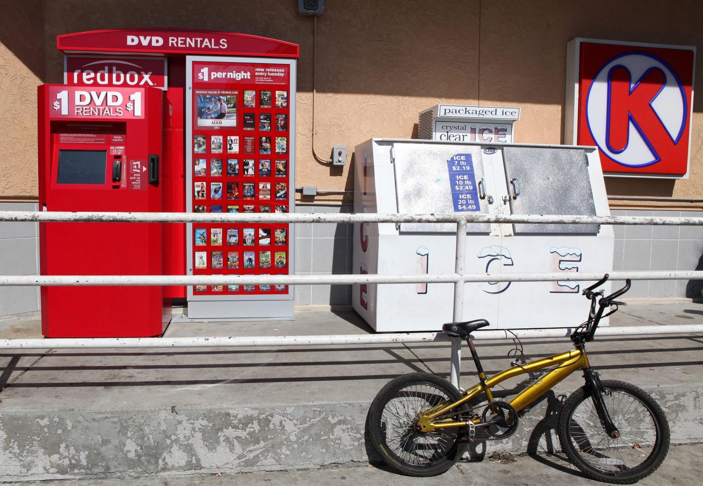 Redbox kiosk near ice machine