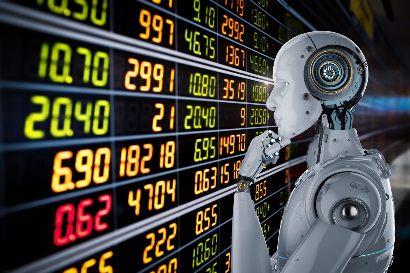 robot analyzes stock prices
