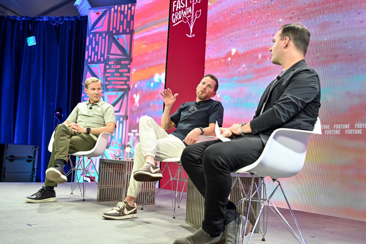 Pattern CEO and cofounder David Wright (right) and Entrata CEO Adam Edmunds (middle) at Fortune Brainstorm Tech