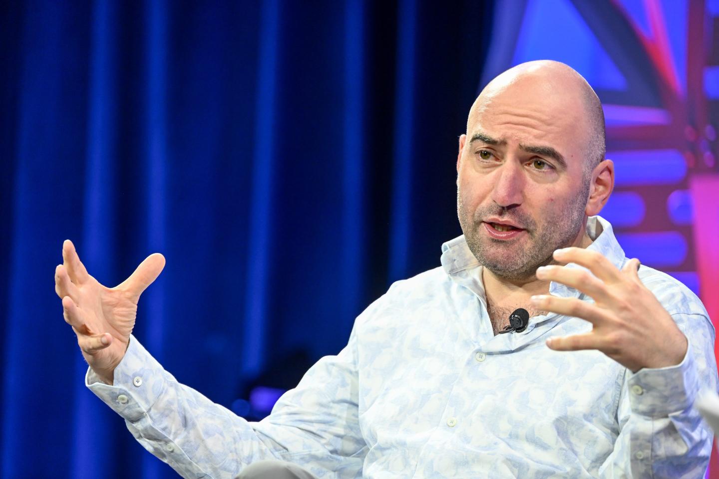 George Arison, Chief Executive Officer, Grindr, talks on stage during a Fortune conference in Park City, Utah.