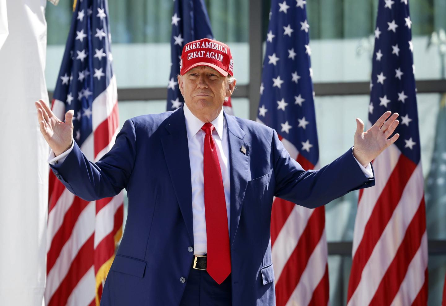 Donald Trump on stage at rally