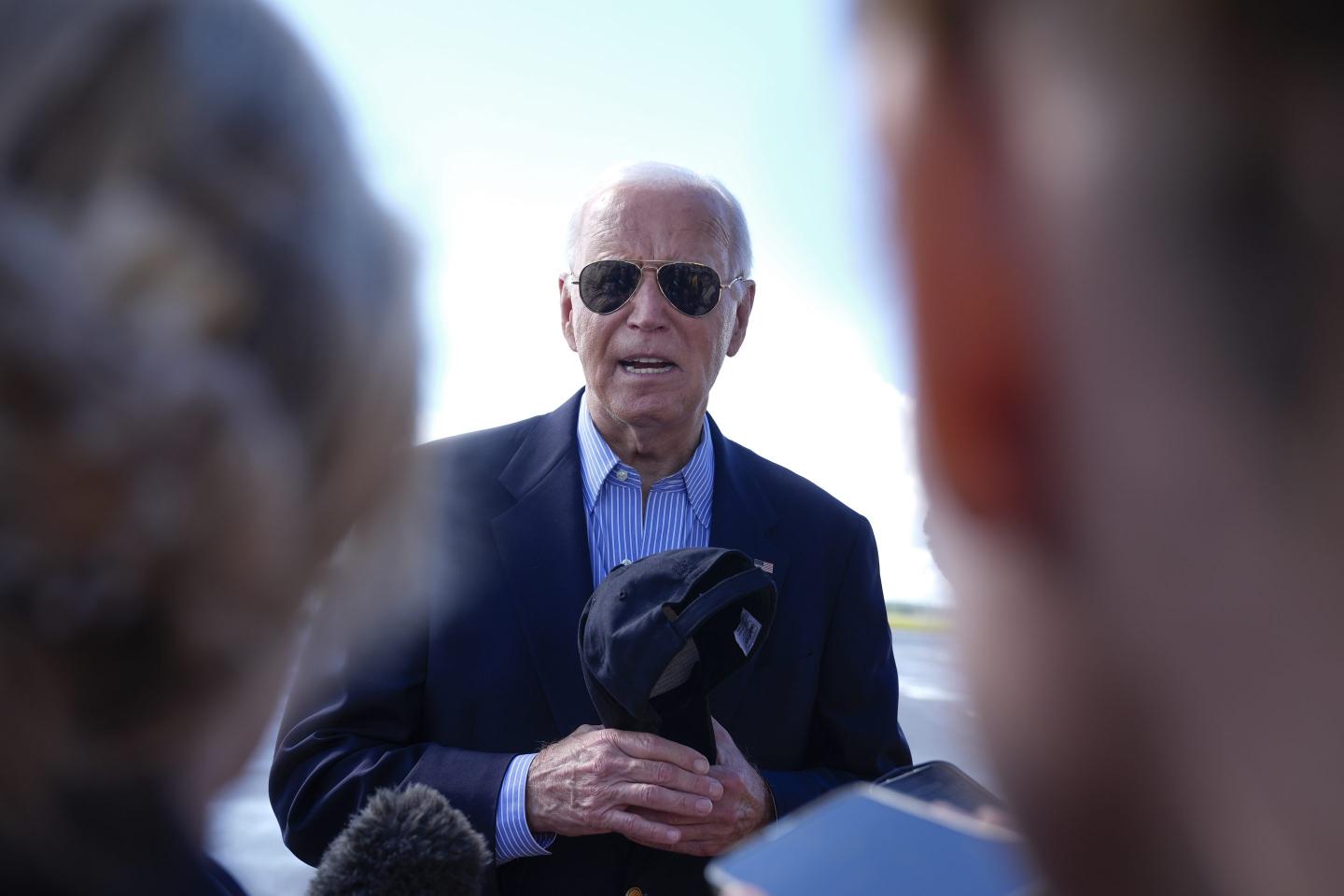 Joe Biden speaks to reporters