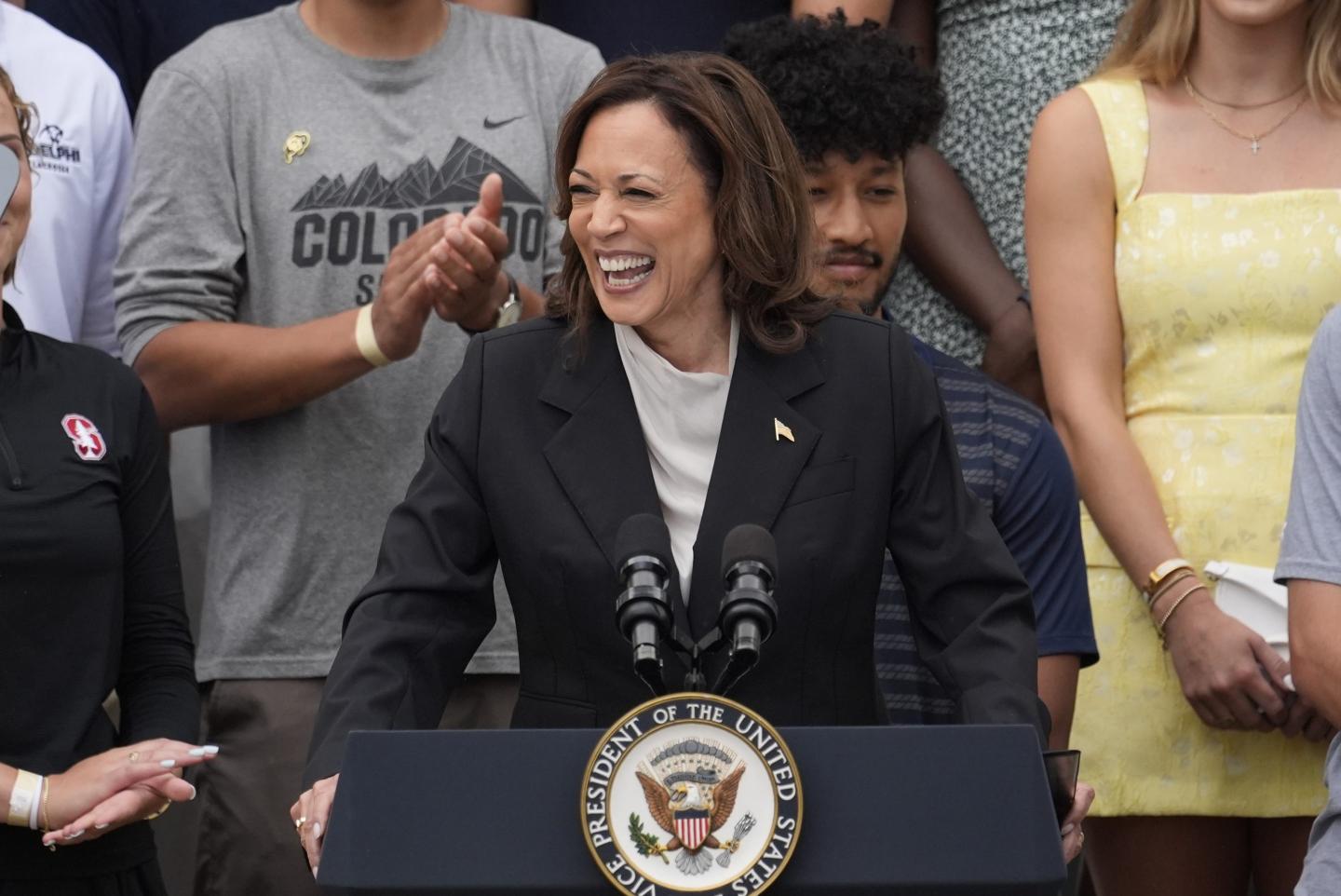 Kamala Harris at podium