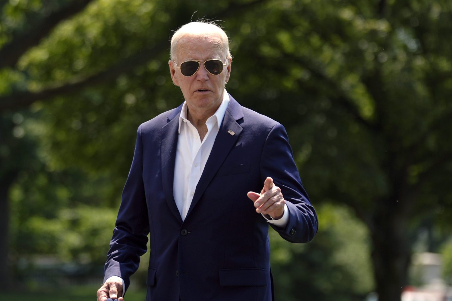 President Joe Biden arrives at the White House from Camp David, on July 28, 2024.