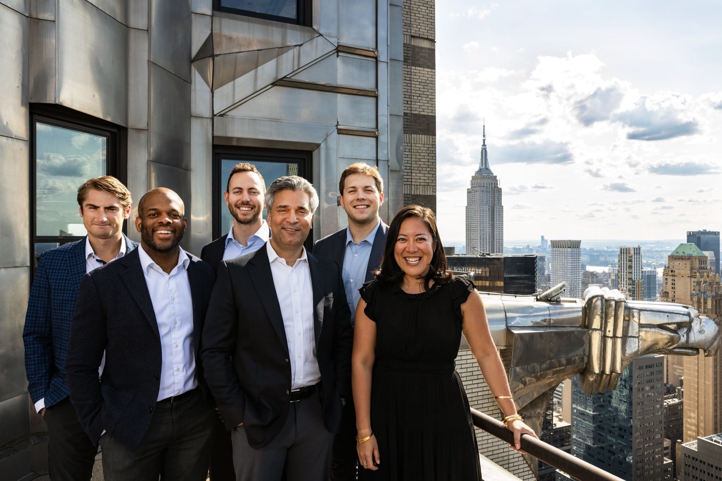Bluestone Equity Partners has invested in Qloo. From left: Robert Mencke, Walker Brumskine, Jake Harris, Bobby Sharma, Jack Ross, and Marella Briones.