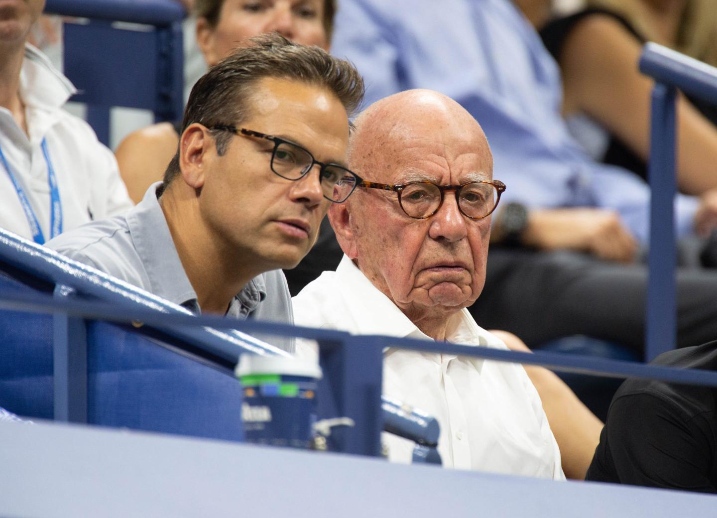 Lachlan Murdoch and Rupert Murdoch at Day 10 of the US Open held at the USTA Tennis Center on September 5, 2018 in New York City.