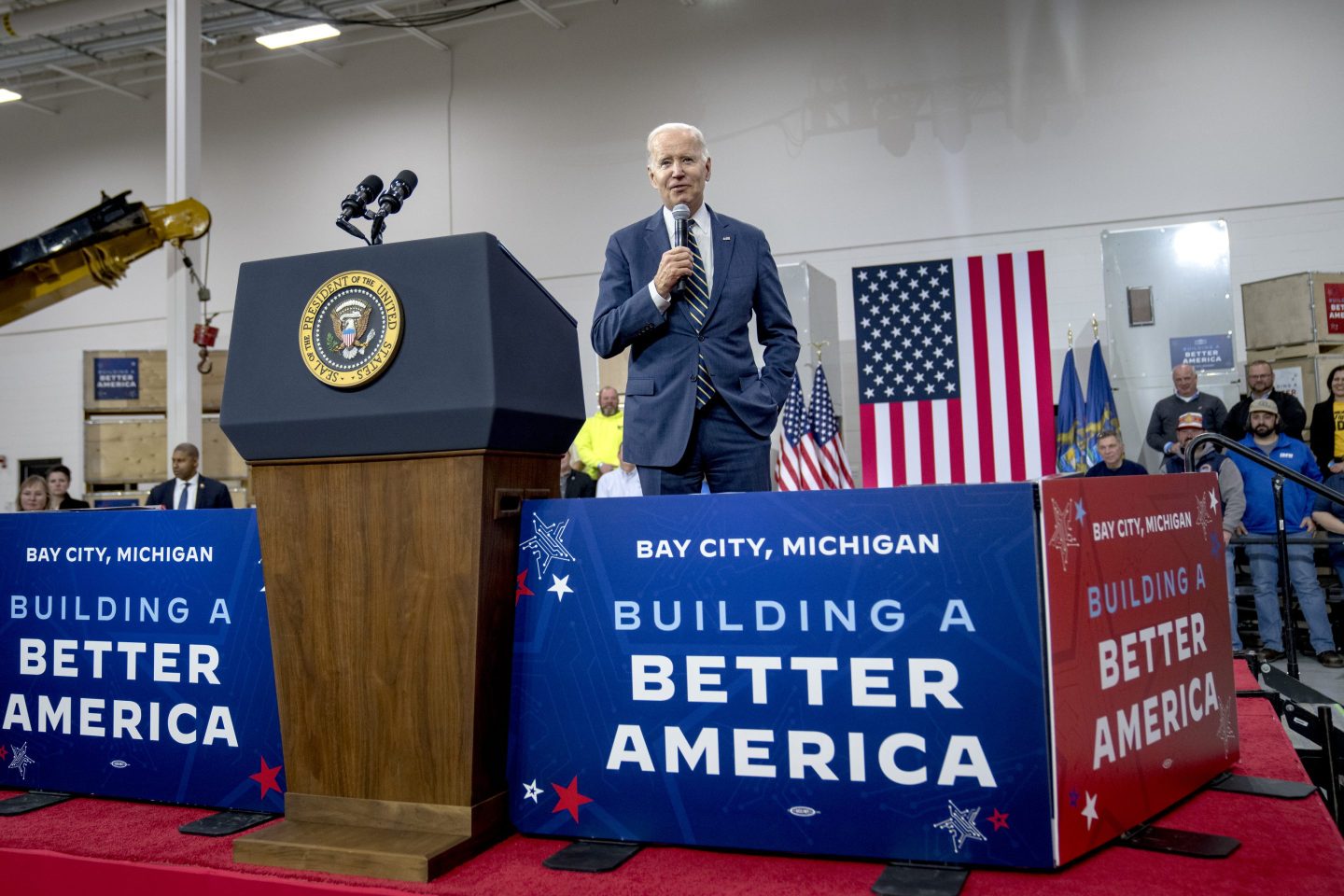 President Biden Delivers Remarks On Economy And Manufacturing At SK Siltron CSS