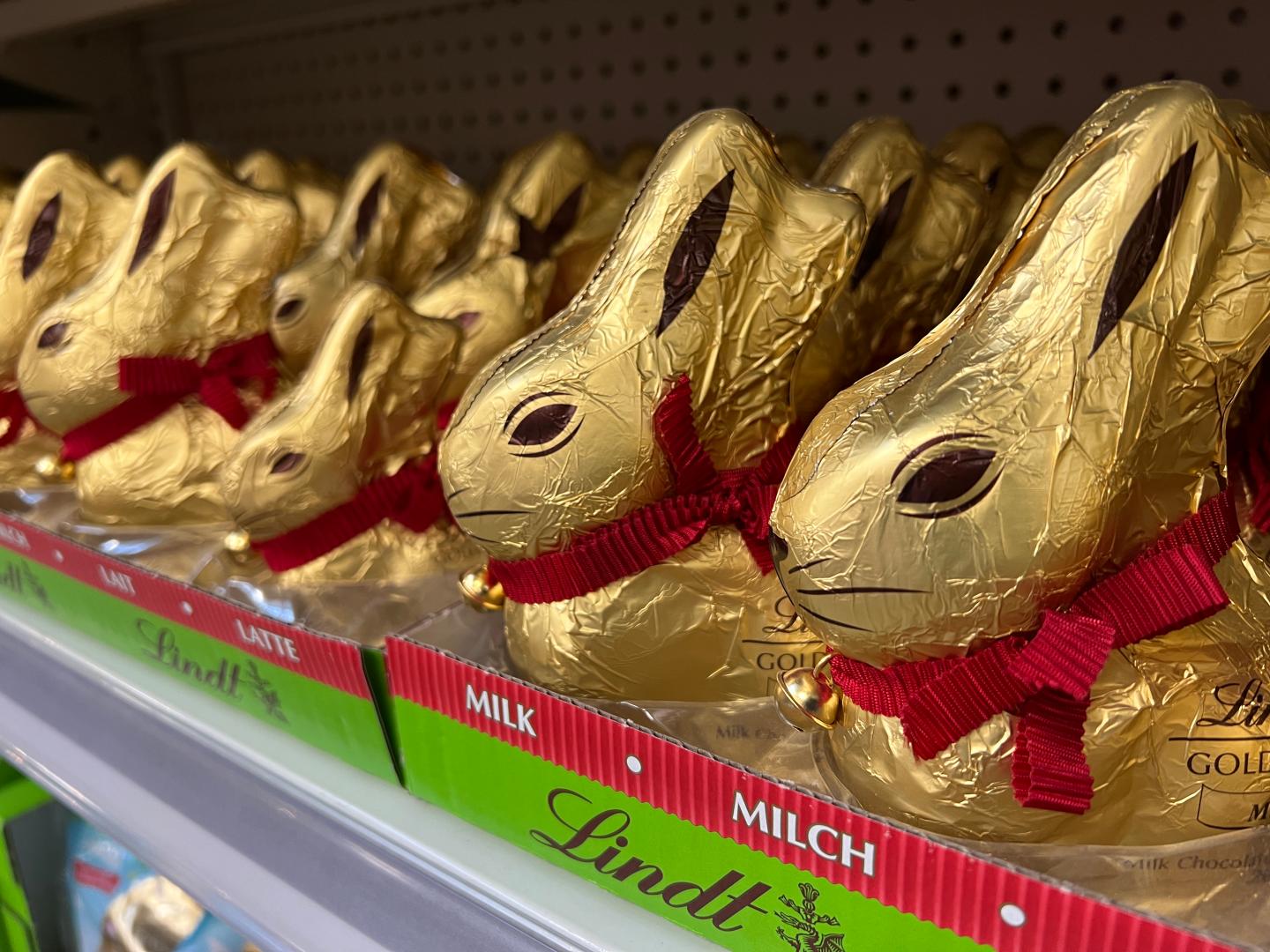 Chocolate Easter bunnies at a grocery store in Toronto, Ontario, Canada