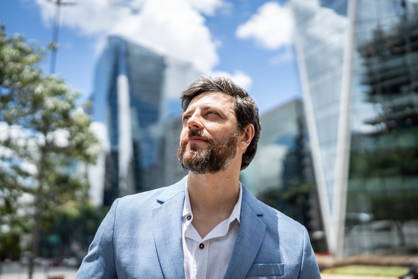 Businessman contemplating in a financial district