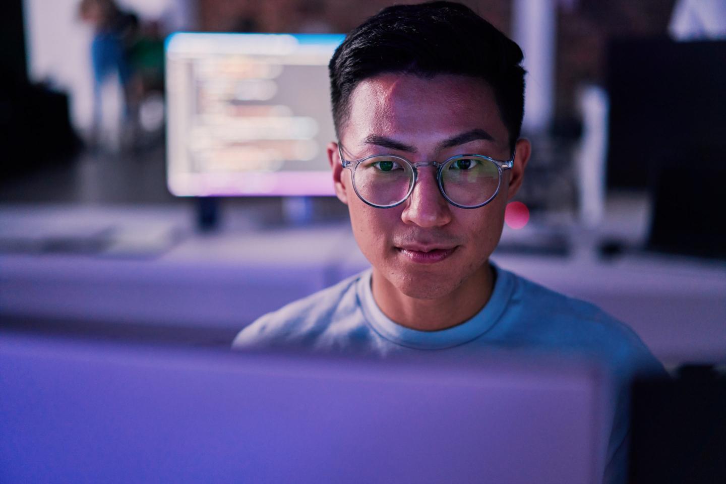 Developer or engineer on technology for web 3.0 coding in dark
