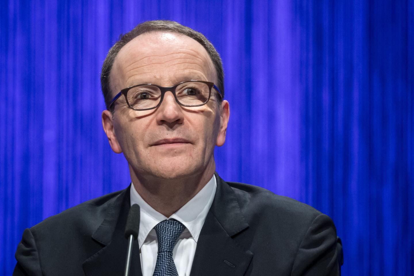 Nestle's CEO Ulf Mark Schneider looks on during a general shareholders meeting of Swiss food giant Nestle in Ecublens, near Lausanne, on April 18, 2024. (Photo by Fabrice COFFRINI / AFP) (Photo by FABRICE COFFRINI/AFP via Getty Images)