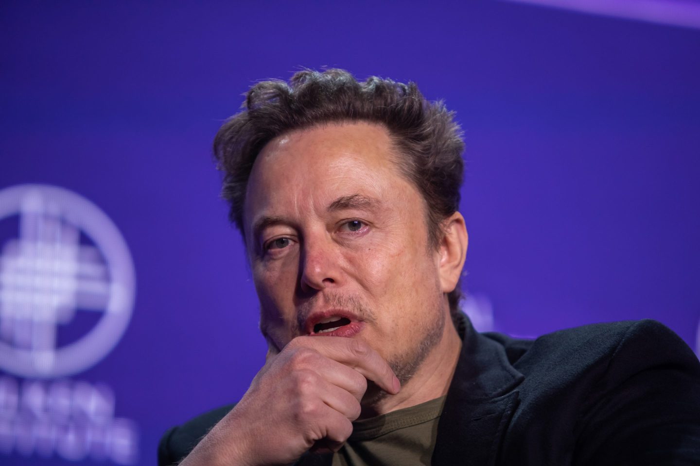 Elon Musk, co-founder of Tesla and SpaceX and owner of X Holdings Corp., speaks at the Milken Institute's Global Conference at the Beverly Hilton Hotel,on May 6, 2024 in Beverly Hills, California.