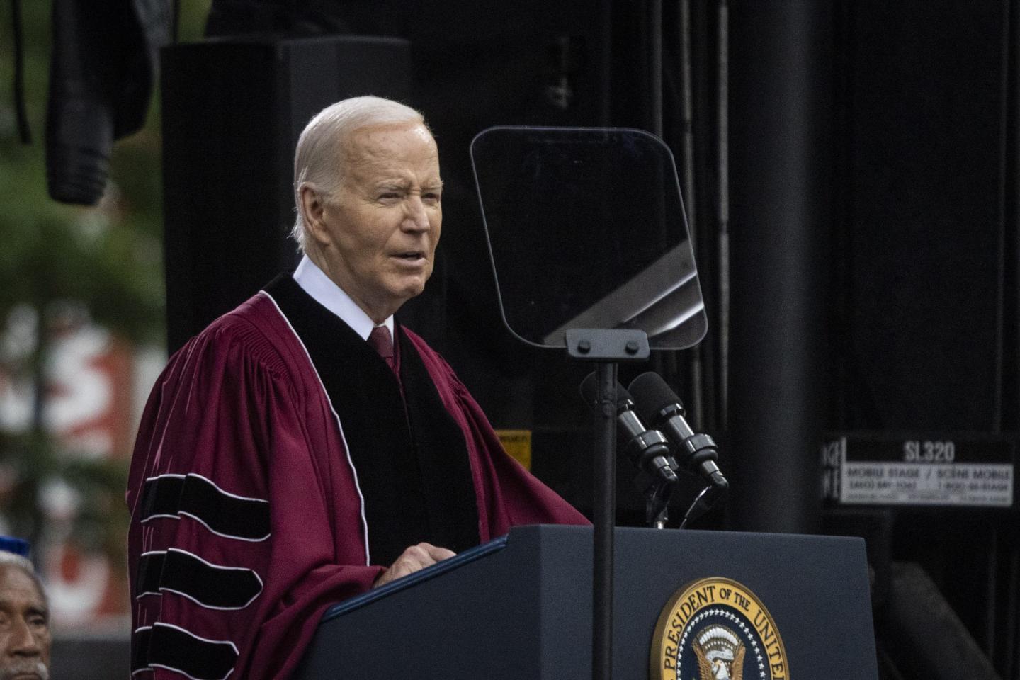 US President Joe Biden speaks during a graduation ceremony at Morehouse College in Atlanta