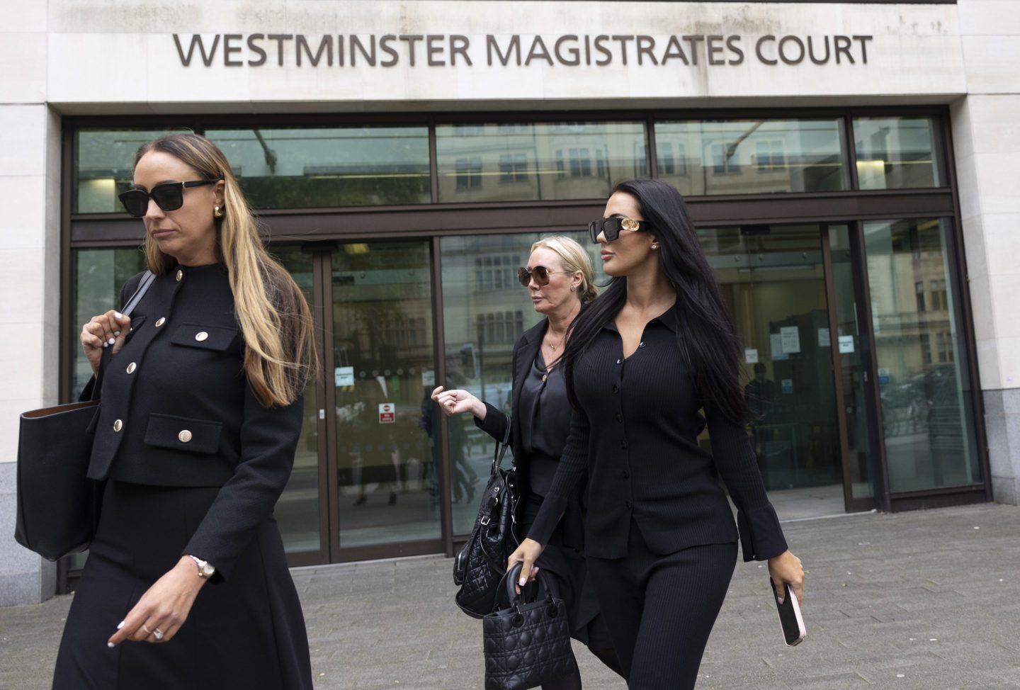 Yazmin Oukhellou (R) reality personality arrives at Westminster Magistrates Court in London, UK, on Thursday, June 13, 2024.