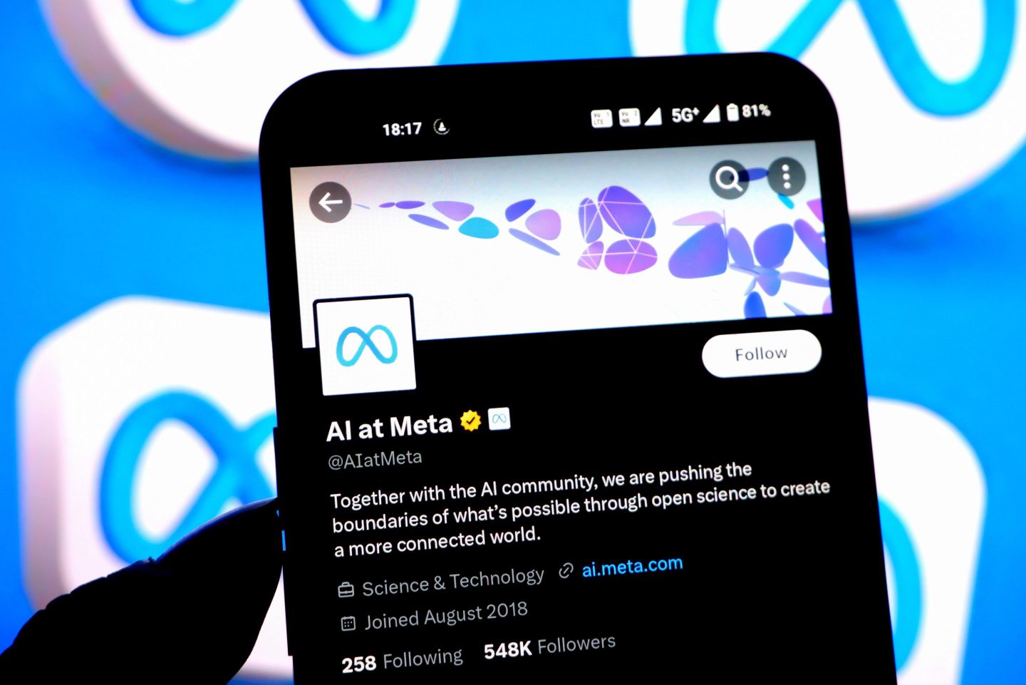 AI at Meta X(Twitter) page seen displayed on a smartphone