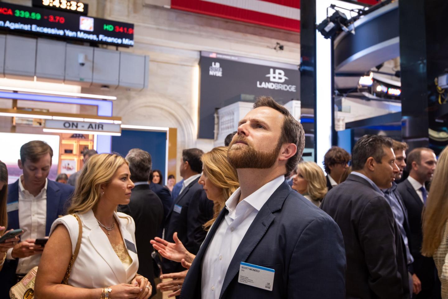 Scott McNeely, chief financial officer of Landbridge Co., during the company's initial public offering (IPO) on the floor of the New York Stock Exchange