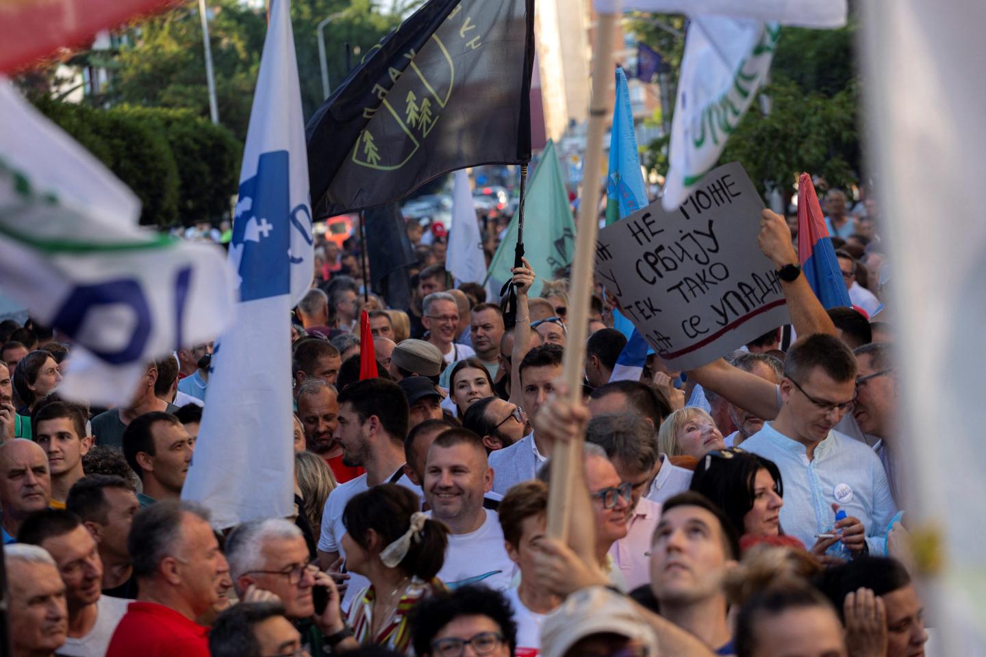 Protesters campaigning against the opening of a controversial lithium mining project.