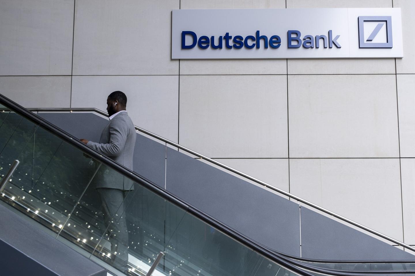 Deutsche Bank offices in the City of London on 2nd July 2024 in London, United Kingdom. Deutsche Bank AG is a German multinational investment bank and financial services company headquartered in Frankfurt. The City of London is a city, ceremonial county and local government district that contains the primary central business district CBD of London. The City of London is widely referred to simply as the City is also colloquially known as the Square Mile. (photo by Mike Kemp/In Pictures via Getty Images)