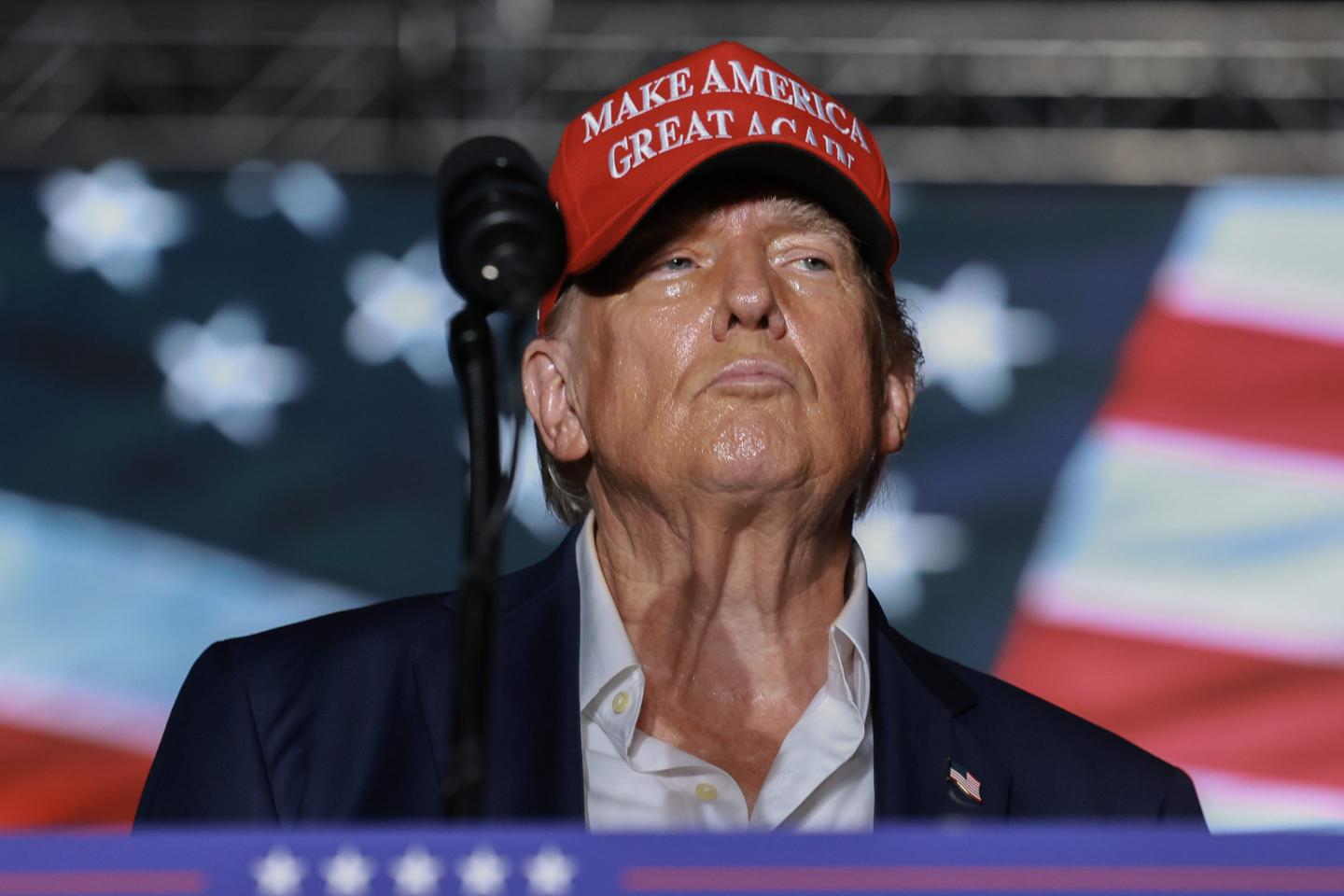 Trump wearing a Make America Great Again hat