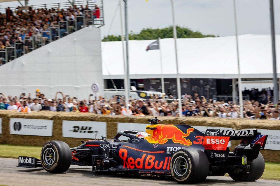CHICHESTER, ENGLAND - JULY 14: Max Verstappen of the Netherlands and <a href="https://fortune.com/company/oracle/" target="_blank">Oracle</a> Red Bull Racing drives during day 4 of the Goodwood Festival of Speed at Goodwood on July 14, 2024 in Chichester, England. (Photo by Bob McCaffrey/Getty Images)