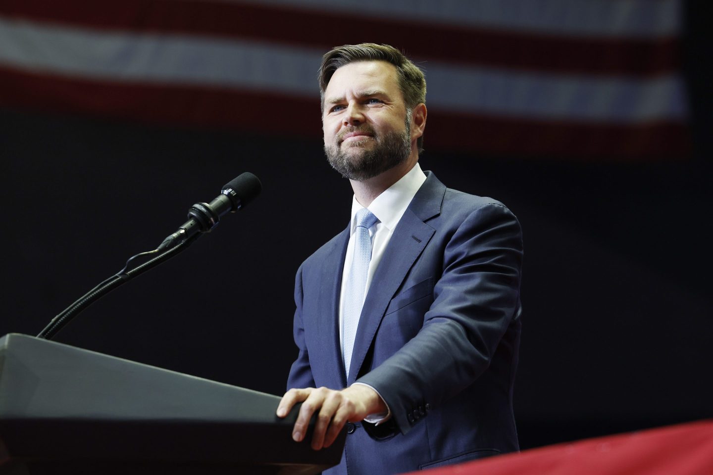 J.D. Vance stands at a podium.