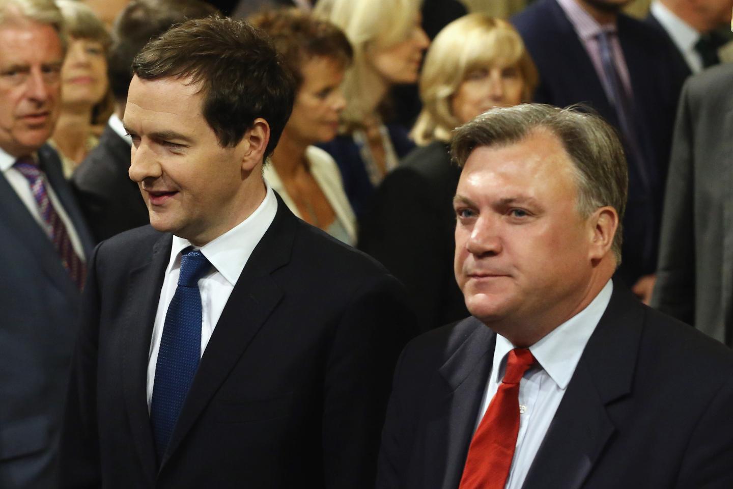 Former British politician, George Osborne and politician to presenter to podcaster, Ed Balls.
