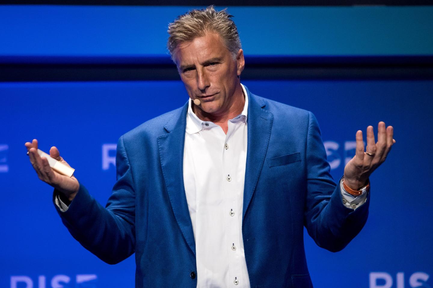 Bracken Darrell, president and chief executive officer of Logitech International SA, speaks during the Rise conference in Hong Kong, China, on Tuesday, July 11, 2017. 