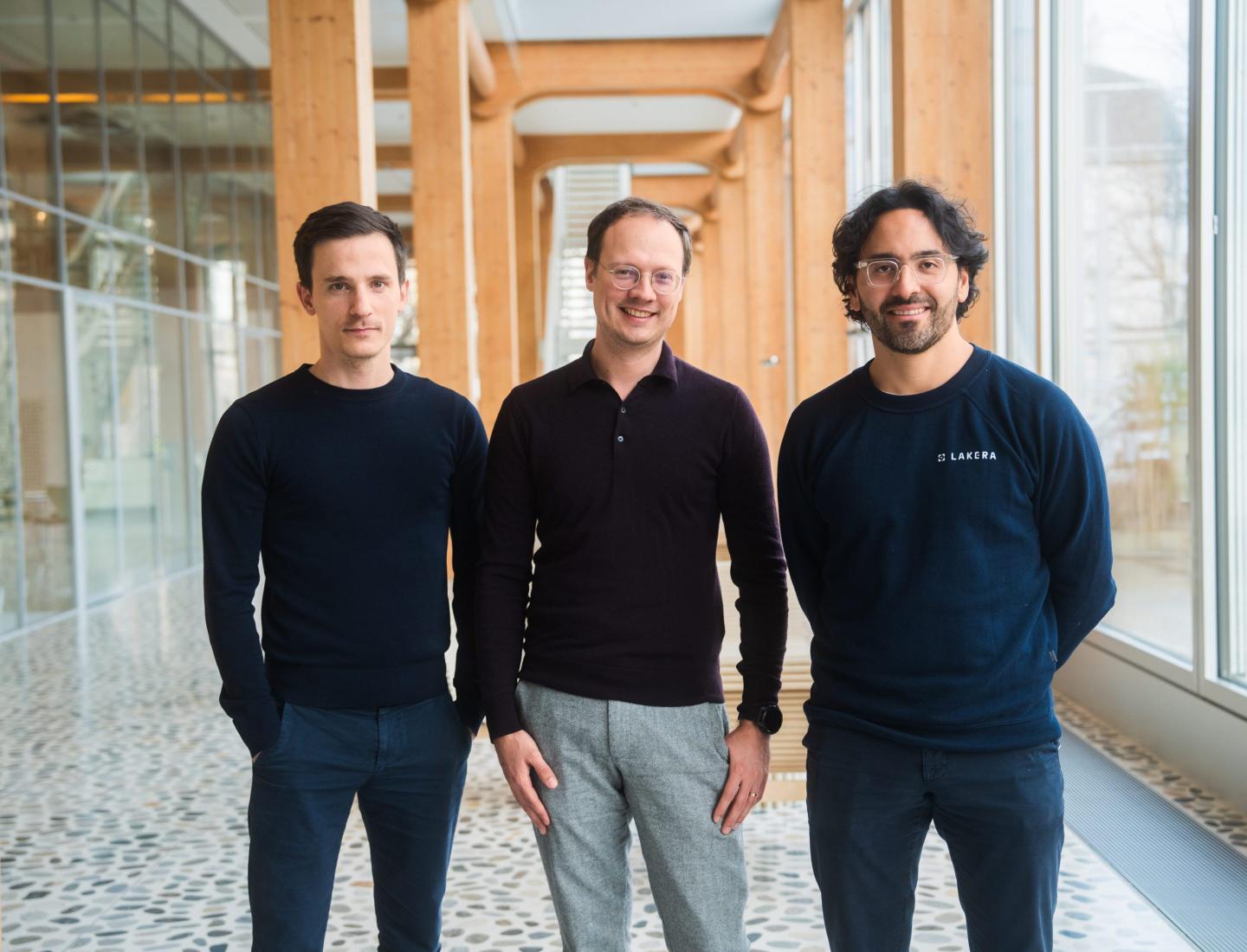 (l-r) Lakera CEO David Haber, CTO Matthias Kraft, CPO Mateo Rojas-Carulla.