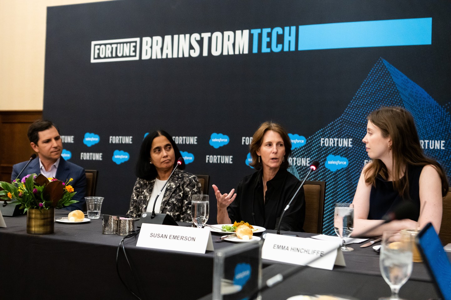 (From left to right) Jeremy Wacksman, chief operating officer, Zillow, Raj Seshadri, chief commercial payments officer, Mastercard, Susan Emerson, senior vice president, Salesforce, and Fortune's Emma Hinchliffe.