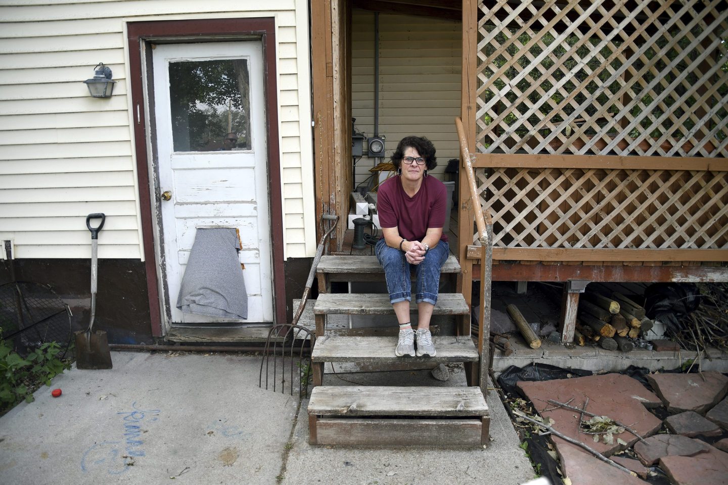 woman sitting on steps