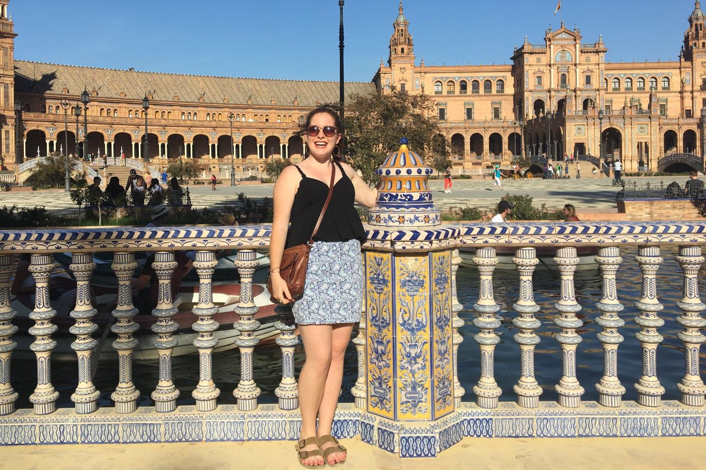 Gallagher pictured in front of Seville's Plaza de Espana.