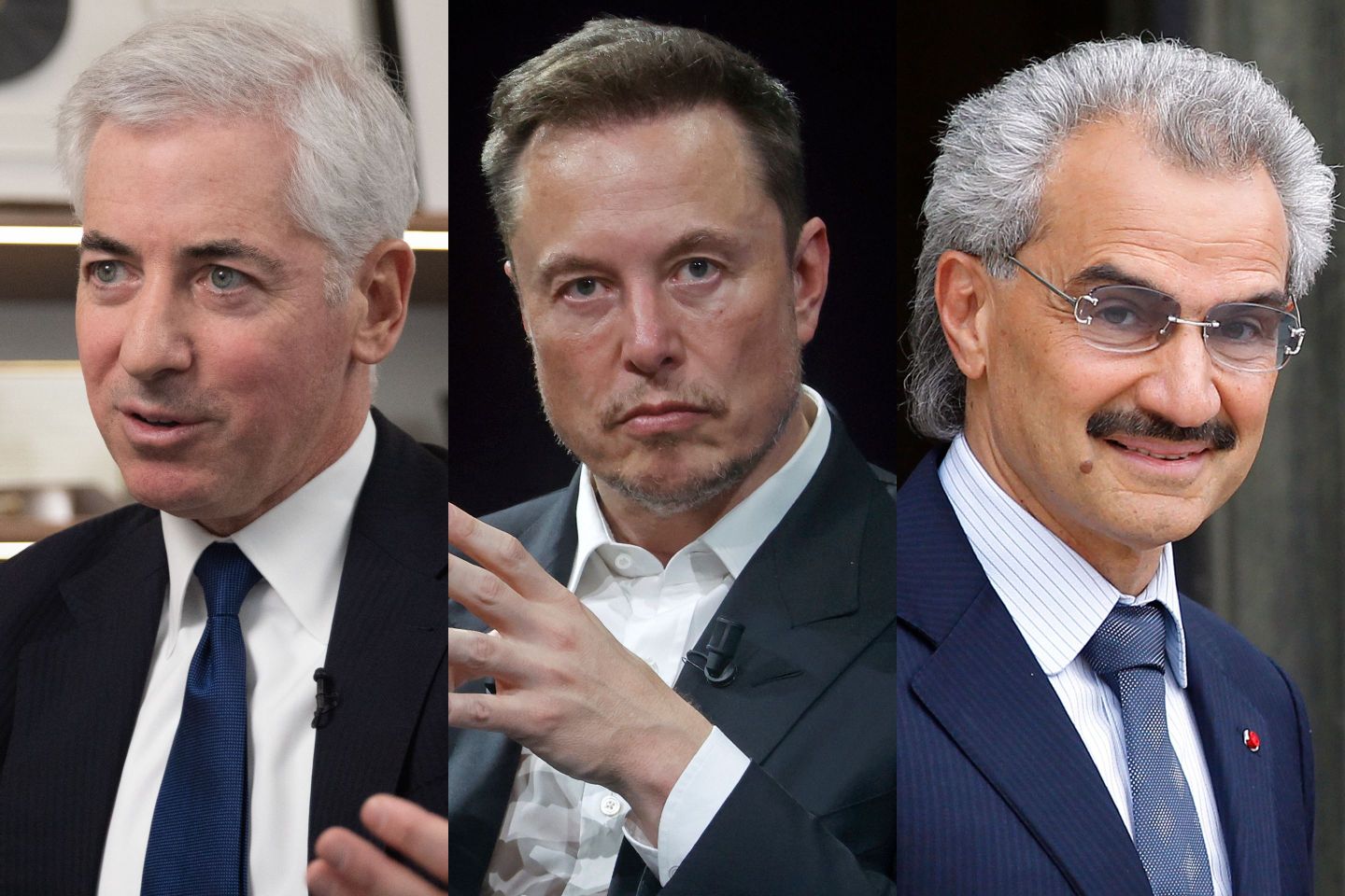 Bill Ackman, Elon Musk, Saudi Prince Alwaleed bin Talal bin Abdulaziz Al Saud.