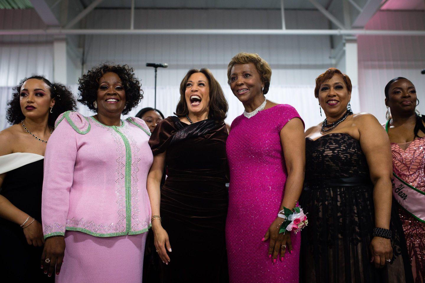 Kamala Harris and her Alpha Kappa Alpha sisters at their Annual Pink Ice Gala in Columbia, South Carolina in 2019.
