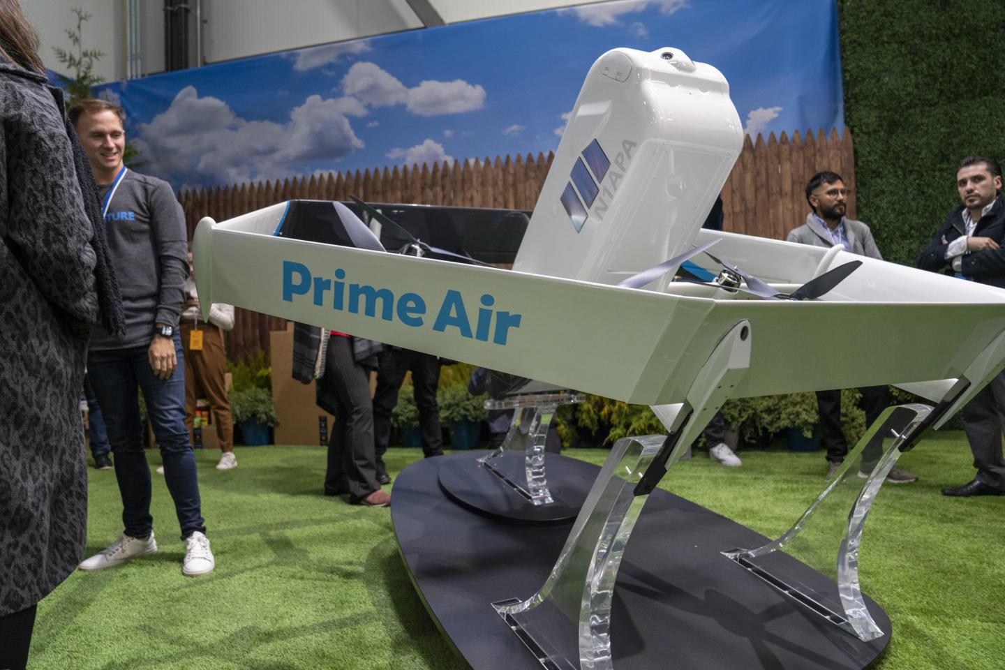 A picture of an Amazon delivery drone