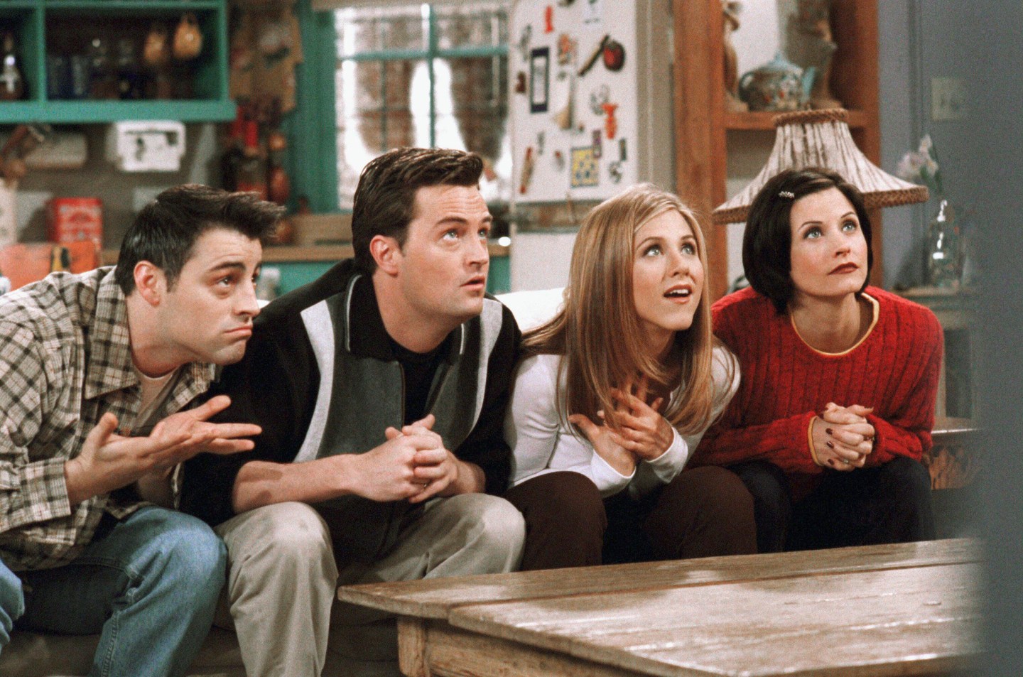 Matthew Perry, second from left, on the NBC show "Friends."