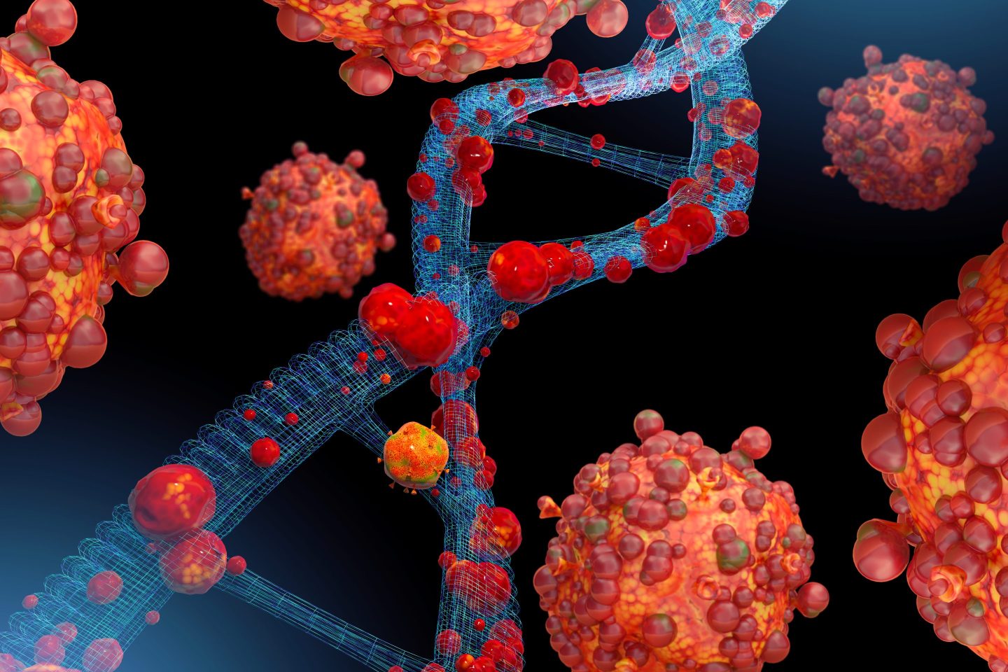 DNA spiral with Monkeypox Virus