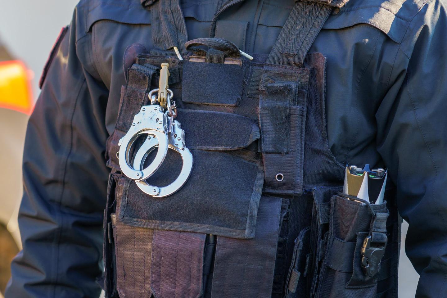 cop wearing bullet-proof vest