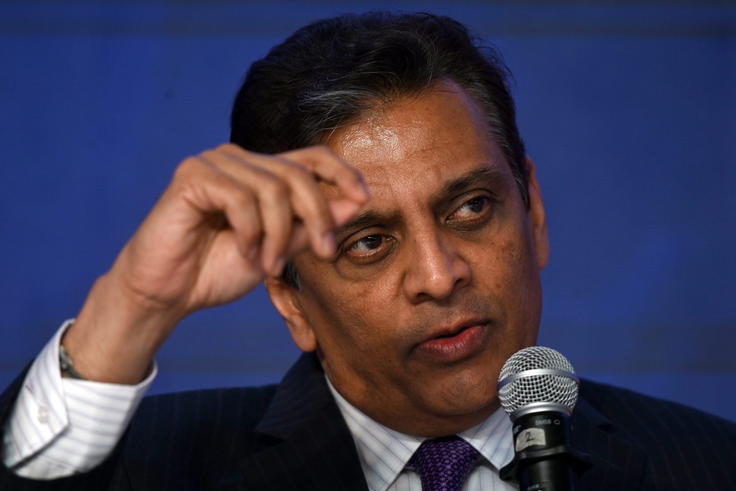 Raj Subramaniam, FedEx CEO, speaks during the Business 20 (B-20) Summit in New Delhi, India, on Aug. 25, 2023.