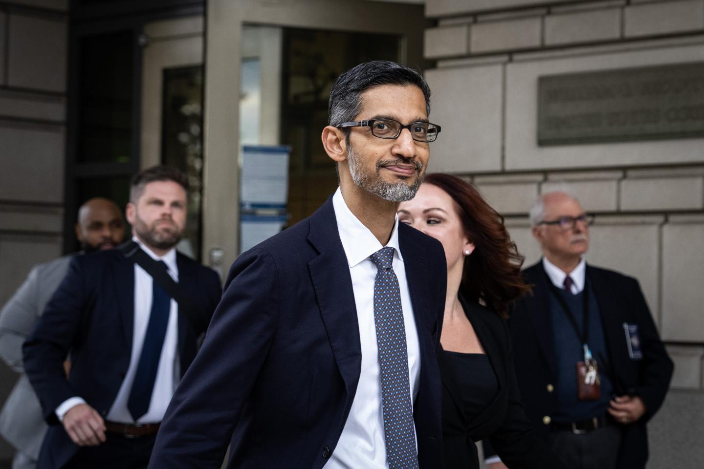 Sundar Pichai outside a courthouse