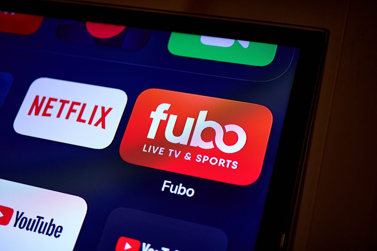 The FuboTV app on a television arranged in New York, US, on Wednesday, Feb. 21, 2024.