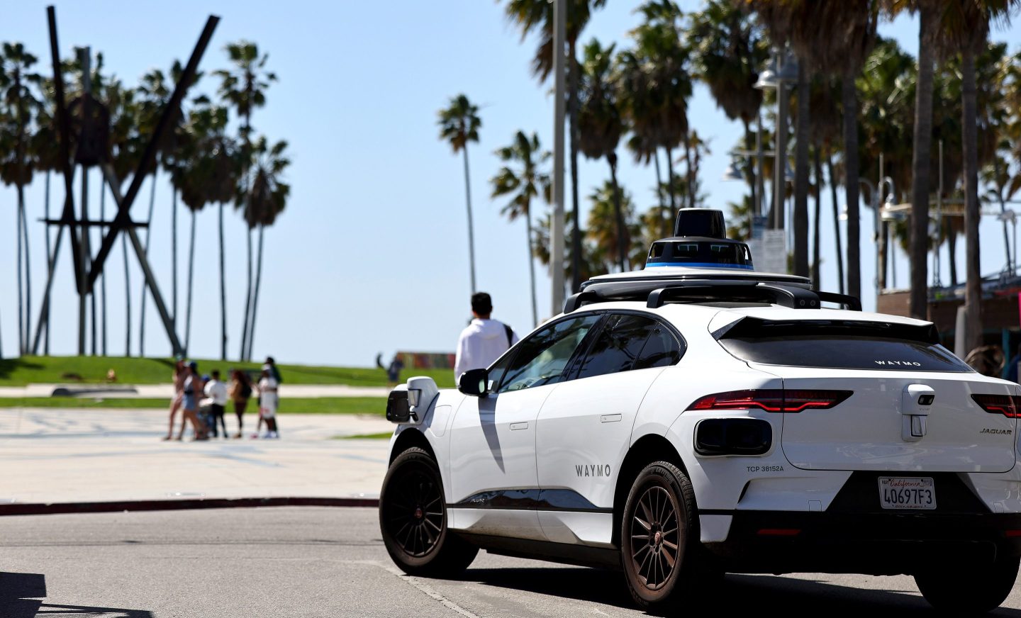 A Waymo self-driving taxi.