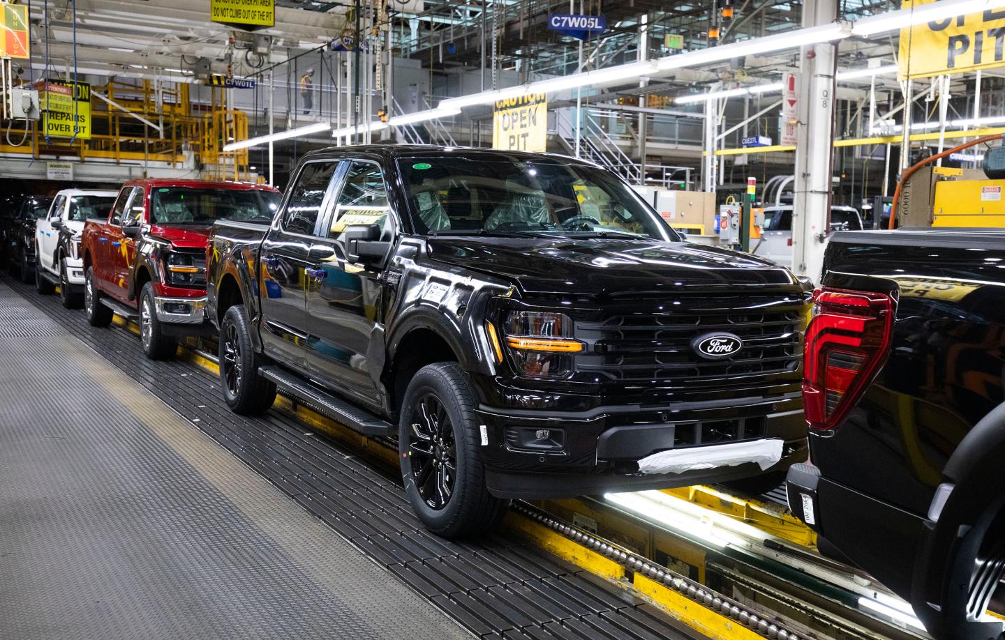 Ford F-150 trucks in the Ford Dearborn Plant in Michigan