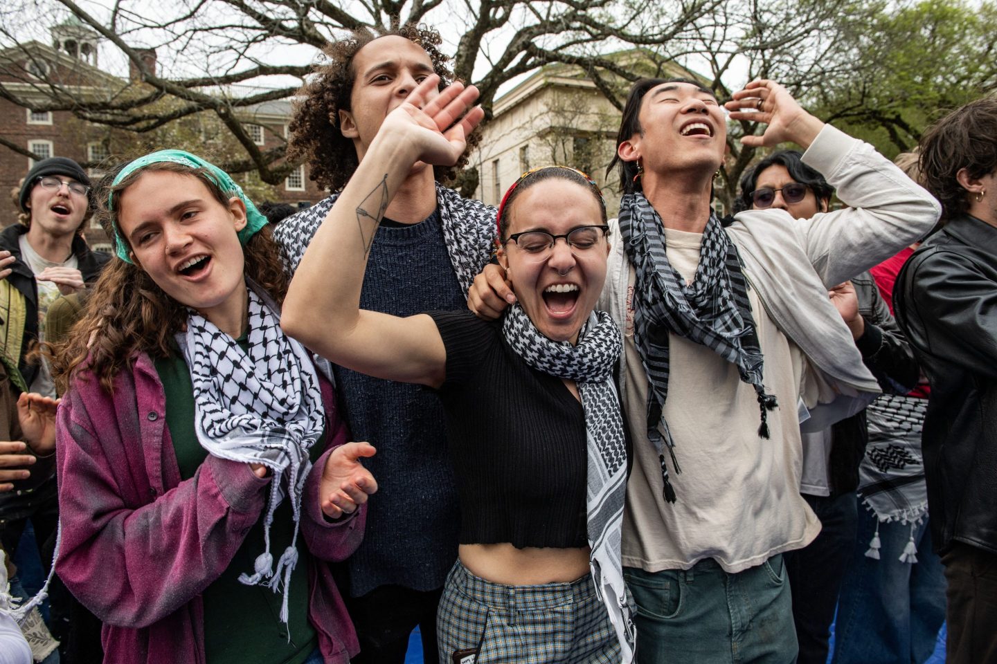 Four students at a protest