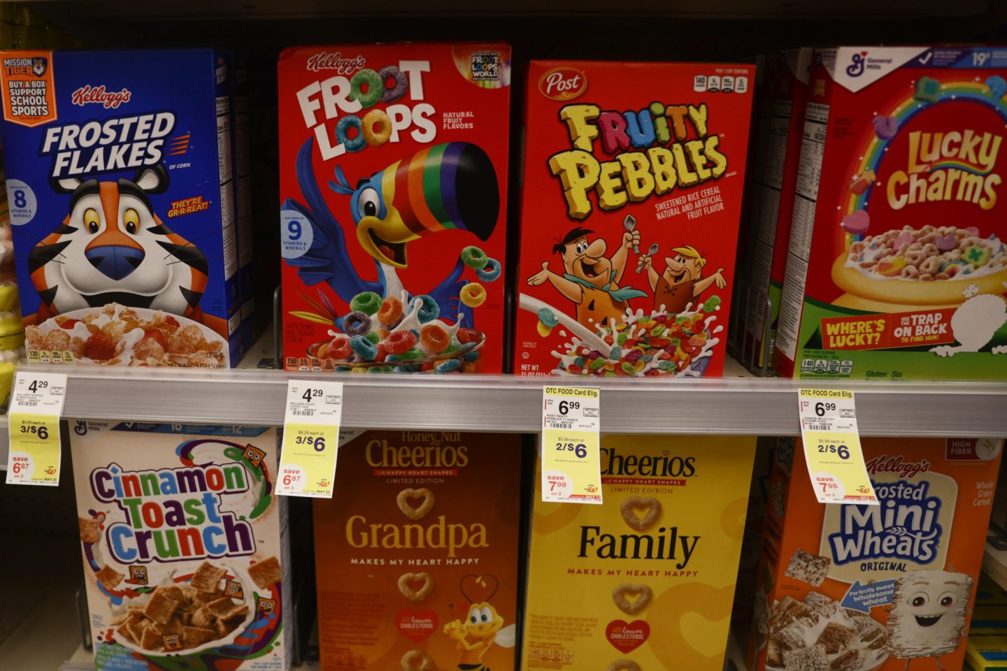 Kellogg's cereal at the grocery store