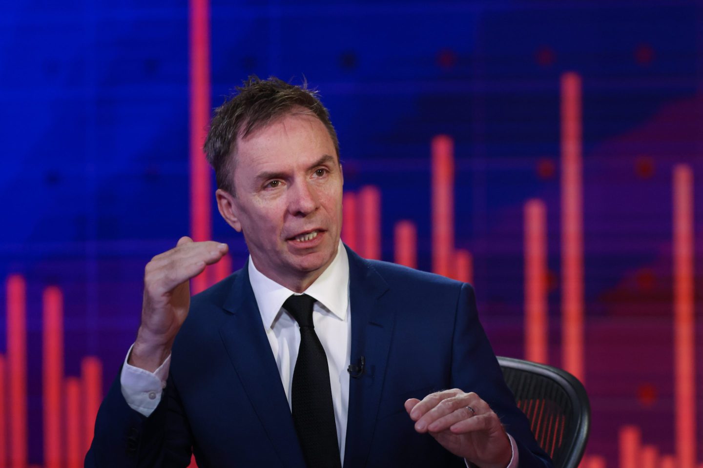 Jozsef Varadi, chief executive officer of Wizz Air Holdings Plc, during a Bloomberg Television interview in London, UK, on Thursday, May 23, 2024. Wizz Air said capacity won't advance in the fiscal first half and the full year as the Hungarian budget airline continues to grapple with geopolitical instability and the grounding of aircraft because of engine issues. Photographer: Hollie Adams/Bloomberg via Getty Images