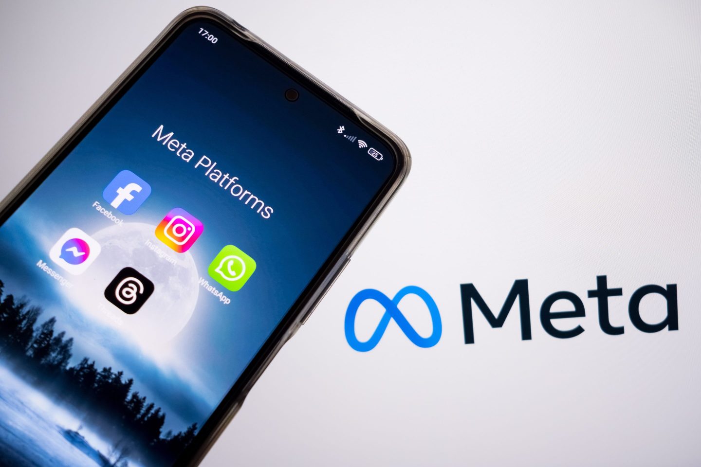Meta platforms are being displayed on a smartphone screen