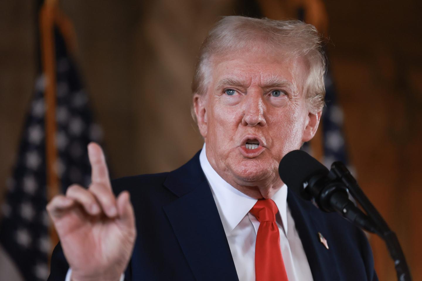 Republican presidential candidate former President Donald Trump speaks