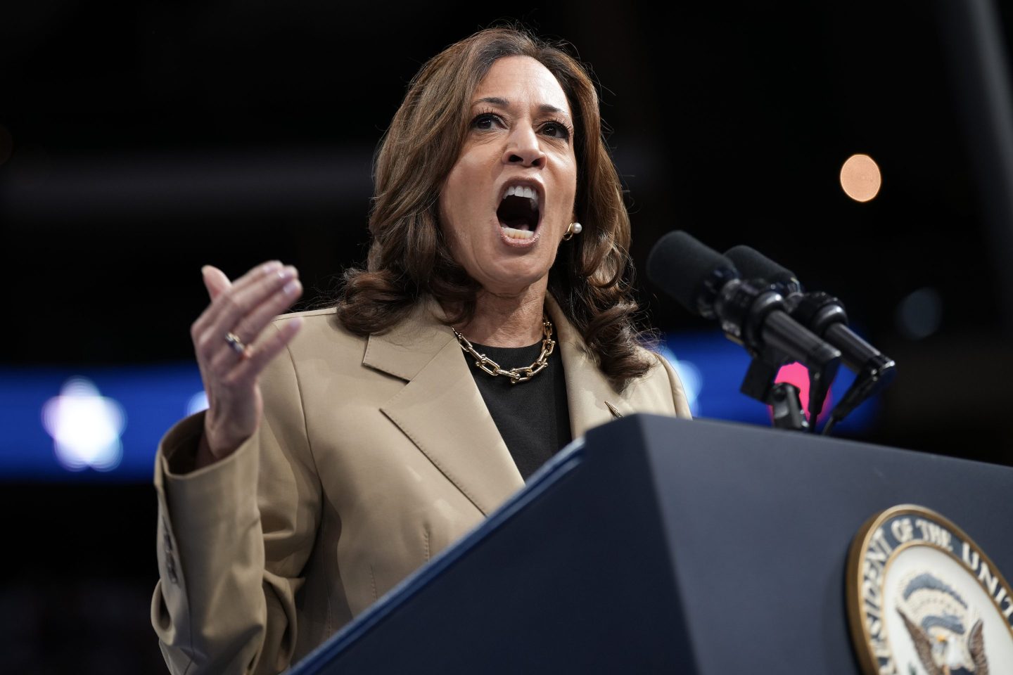 Kamala Harris brings the heat on stage